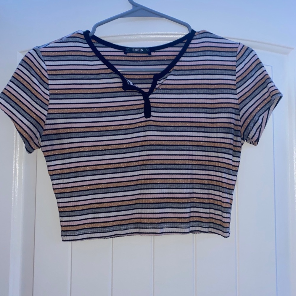 cropped striped tee